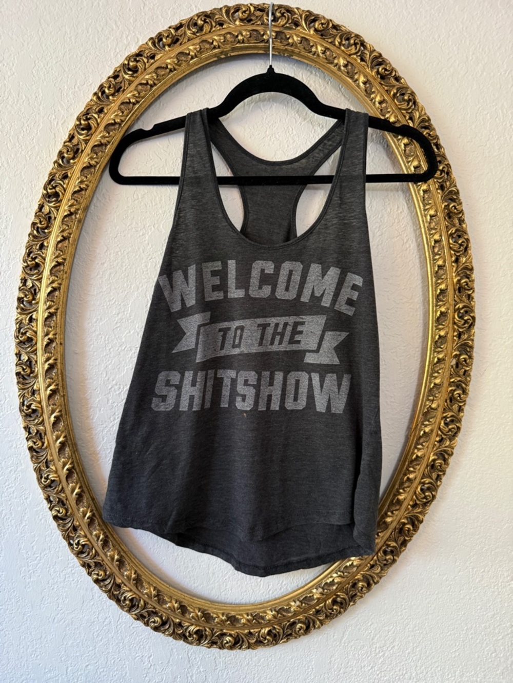 Charcoal Graphic Racerback Tank Top - Welcome to the Shitshow